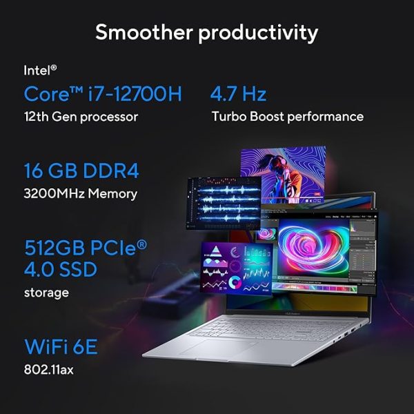 ASUS Vivobook 16X 12th Gen,Intel Core i7-12700H Fingerprint Creator/Gaming Laptop(NVIDIA RTX 3050-4GB/16GB RAM/512GB SSD/FHD+/16.0"/144Hz/Windows 11/Office 2021/Cool Silver/1.67 kg) K3605ZC-RP628WS - Image 2